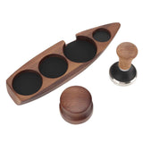 3pcs Coffee Tamper Holder Walnut Wood Rubber Stainless Steel Boat Shaped Distributor Rack Coffee Accessories For 51/53mm Base 53mm Tamper 53mm Distributor In Australia - Darrahopens