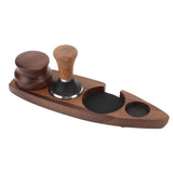 3pcs Coffee Tamper Holder Walnut Wood Rubber Stainless Steel Boat Shaped Distributor Rack Coffee Accessories For 51/53mm Base 53mm Tamper 53mm Distributor In Australia - Darrahopens