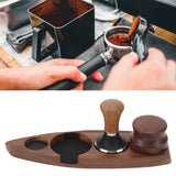 3pcs Coffee Tamper Holder Walnut Wood Rubber Stainless Steel Boat Shaped Distributor Rack Coffee Accessories For 51/53mm Base 53mm Tamper 53mm Distributor