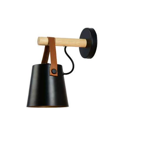 Wall Light Wood Modern Simple Style Night Lamp Home Decoration for Corridor Bedside Black In Australia - Darrahopens