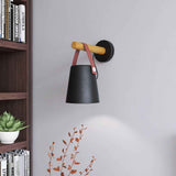 Wall Light Wood Modern Simple Style Night Lamp Home Decoration for Corridor Bedside Black