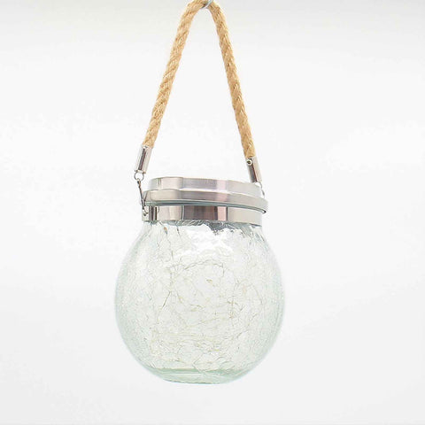 Cracked Glass Solar Lantern 30 LEDs Waterproof Outdoor Solar Hanging Jar Light for Patio Courtyard Festival Warm White In Australia - Darrahopens