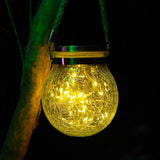 Cracked Glass Solar Lantern 30 LEDs Waterproof Outdoor Solar Hanging Jar Light for Patio Courtyard Festival Warm White In Australia - Darrahopens