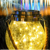 Cracked Glass Solar Lantern 30 LEDs Waterproof Outdoor Solar Hanging Jar Light for Patio Courtyard Festival Warm White In Australia - Darrahopens