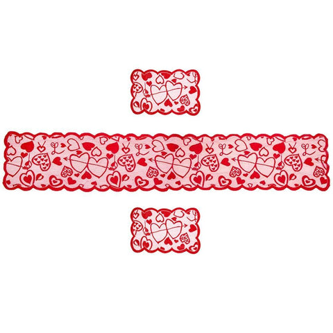 5 Pack Valentines Day Decorations Sets Lace Red Heart Table Runner and Placemats Valentines Day Decor for Home Wedding Anniversary Party In Australia - Darrahopens