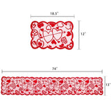 5 Pack Valentines Day Decorations Sets Lace Red Heart Table Runner and Placemats Valentines Day Decor for Home Wedding Anniversary Party In Australia - Darrahopens