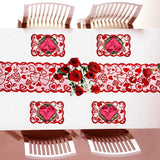 5 Pack Valentines Day Decorations Sets Lace Red Heart Table Runner and Placemats Valentines Day Decor for Home Wedding Anniversary Party