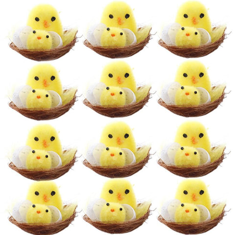 12PCS Mini Easter Chicks Yellow Easter Decoration Toy Simulation Mini Chicks Spring Home Garden Decor Party Favors and Gifts for Kids In Australia - Darrahopens