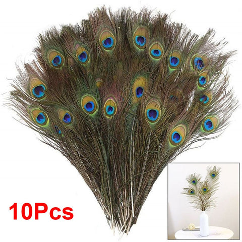 10PCS Natural Peacock Feather for House DIY Craft Holiday Wedding Decorations In Australia - Darrahopens
