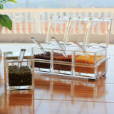 Spice Jars Transparent Spice Containers Kitchen Spice Jar with 4 Serving Spoons Spice Bottle Seasoning Box Set