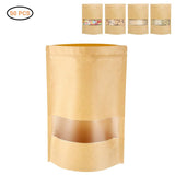 50Pcs Stand Up Pouch Bags Kraft Pouches with Tear Notch and Matte Window Resealable Zip Lock Food Storage Bags In Australia - Darrahopens