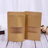 50Pcs Stand Up Pouch Bags Kraft Pouches with Tear Notch and Matte Window Resealable Zip Lock Food Storage Bags In Australia - Darrahopens