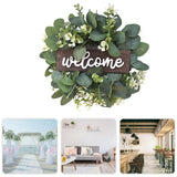 Artificial Wreath Leaves Branch Garland Welcome Sign Door Wreath Welcome Door Sign Wall Wreath for Living Room Wall Decoration