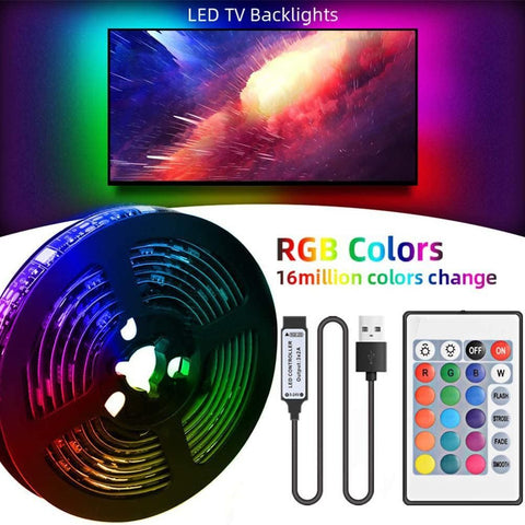5V USB Led Strip Lights 16 Colors and 4 Modes Waterproof Flexible Color Changing RGB LED Light Strip with Rmote Control In Australia - Darrahopens