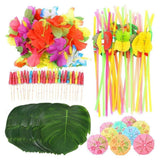 108 Pieces Hawaiian Tropical Party Decoration Set Leaves Flowers Umbrellas for Hawaiian Party Beach Theme In Australia - Darrahopens
