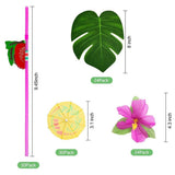 108 Pieces Hawaiian Tropical Party Decoration Set Leaves Flowers Umbrellas for Hawaiian Party Beach Theme