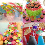 108 Pieces Hawaiian Tropical Party Decoration Set Leaves Flowers Umbrellas for Hawaiian Party Beach Theme