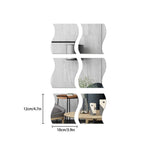 6PCS 3D Wave Mirror Wall Sticker Self Adhesive Home Decoration