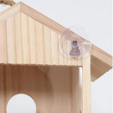 Birdhouse Bird Feeder Wooden Hanging Nest Box Outdoor Window Cage with Suction Cups