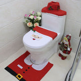 Christmas Pattern Mildew Proof Waterproof Bathroom Toilet Seat Cover Foot Pad and Water Tank Cover Set In Australia - Darrahopens