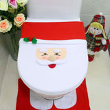 Christmas Pattern Mildew Proof Waterproof Bathroom Toilet Seat Cover Foot Pad and Water Tank Cover Set In Australia - Darrahopens