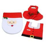 Christmas Pattern Mildew Proof Waterproof Bathroom Toilet Seat Cover Foot Pad and Water Tank Cover Set