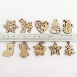 100Pcs Mix Wooden Christmas Tree Ornaments Mini Santa Claus Snowman Elk Snowflakes Christmas Tree Hanging Pendants In Australia - Darrahopens
