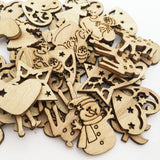 100Pcs Mix Wooden Christmas Tree Ornaments Mini Santa Claus Snowman Elk Snowflakes Christmas Tree Hanging Pendants In Australia - Darrahopens