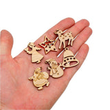 100Pcs Mix Wooden Christmas Tree Ornaments Mini Santa Claus Snowman Elk Snowflakes Christmas Tree Hanging Pendants In Australia - Darrahopens