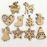 100Pcs Mix Wooden Christmas Tree Ornaments Mini Santa Claus Snowman Elk Snowflakes Christmas Tree Hanging Pendants In Australia - Darrahopens