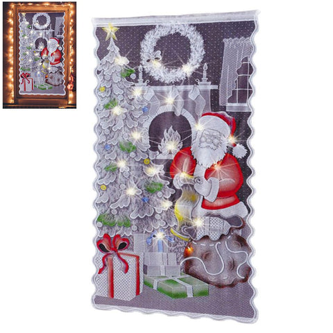 Christmas Lace Curtains LED Light Santa Claus Half Blackout Curtains Living Room Bedroom Home Decor In Australia - Darrahopens