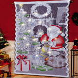 Christmas Lace Curtains LED Light Santa Claus Half Blackout Curtains Living Room Bedroom Home Decor