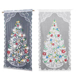 Christmas Lace Curtains LED Light Christmas Tree Half Blackout Curtains Living Room Bedroom Home Decor