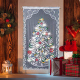 Christmas Lace Curtains LED Light Christmas Tree Half Blackout Curtains Living Room Bedroom Home Decor
