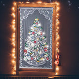 Christmas Lace Curtains LED Light Christmas Tree Half Blackout Curtains Living Room Bedroom Home Decor
