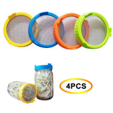 4Pcs Plastic Sprouting Lids with Stainless Steel Screen for 86mm Wide Mouth Jars Sprouting Strainer Lid with Stand In Australia - Darrahopens