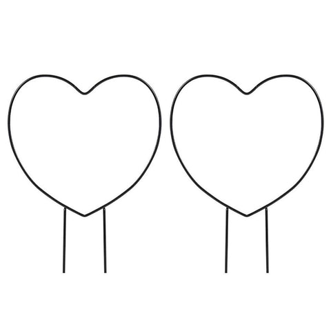2 Pcs Black Iron Garden Trellis for Climbing Plant Vine Plant Metal Support Wire Heart Shaped Plants Climbing Holder Rack