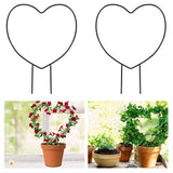 2 Pcs Black Iron Garden Trellis for Climbing Plant Vine Plant Metal Support Wire Heart Shaped Plants Climbing Holder Rack