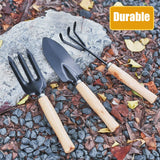 3PCS/Set Wooden Handle Mini Gardening Potted Tool Gardening Shovel Rake Fork Set for Houseplants Potted Plants