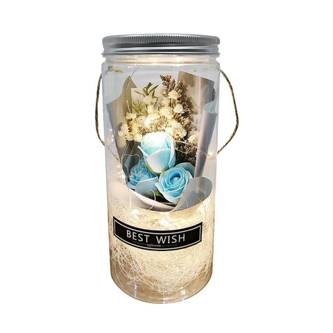 Romantic Eternal Rose Never Withered Rose Night Light Wishing Bottle Preserved Flowers Soap Rose Flower Glass Wishing Bottle In Australia - Darrahopens