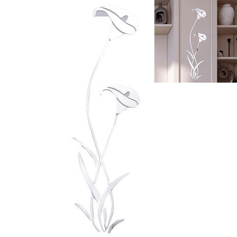 Flower Mirror Wall Sticker Removable Mirror Sticker Modern Wall Sticker Home Decoration