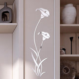 Flower Mirror Wall Sticker Removable Mirror Sticker Modern Wall Sticker Home Decoration