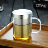 450ml Infuser Glass Tea Cup Borosilicate Glass Tea Cup with Filter and Lid