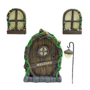 Miniature Fairy Elf Home Door Windows and Chandelier Luminous Tree Decor Art Decorations In The Dark In Australia - Darrahopens
