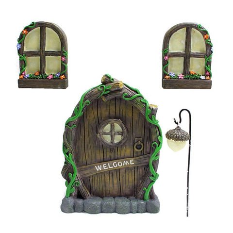 Miniature Fairy Elf Home Door Windows and Chandelier Luminous Tree Decor Art Decorations In The Dark In Australia - Darrahopens