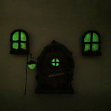 Miniature Fairy Elf Home Door Windows and Chandelier Luminous Tree Decor Art Decorations In The Dark