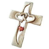 Carved Cross Intertwined Hearts Love Wooden Cross Hand Carved Design for Wall Hanging Home Living Room Decor In Australia - Darrahopens
