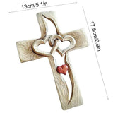 Carved Cross Intertwined Hearts Love Wooden Cross Hand Carved Design for Wall Hanging Home Living Room Decor In Australia - Darrahopens
