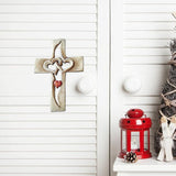 Carved Cross Intertwined Hearts Love Wooden Cross Hand Carved Design for Wall Hanging Home Living Room Decor