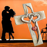 Carved Cross Intertwined Hearts Love Wooden Cross Hand Carved Design for Wall Hanging Home Living Room Decor In Australia - Darrahopens